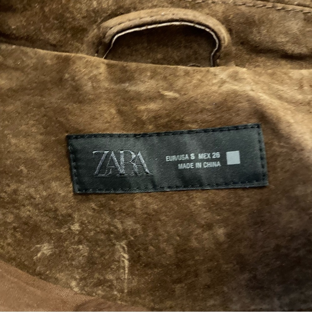 ZARA Brown Real Suede Leather Jacket - Picture 7 of 11